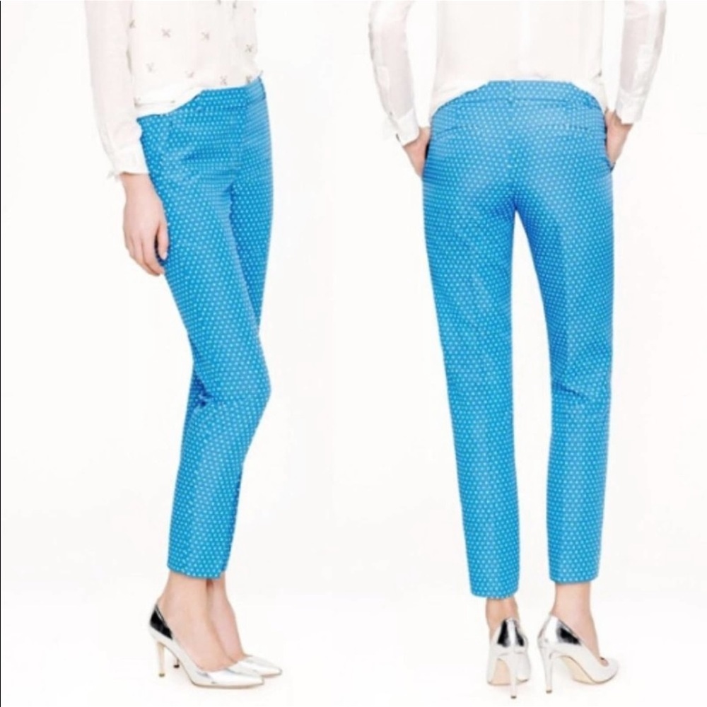 J.Crew Cafe Capri Blue & White Polka Dot Pant Size 10